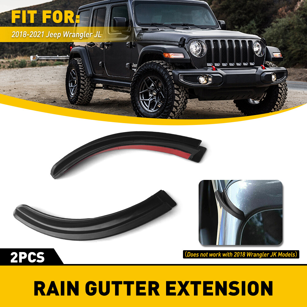 2PCS/set Water Rain Gutter Fit Extension Jeep JL Wrangler 2018 -2020 Accessor