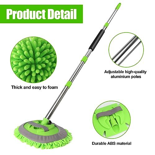 62'' Microfiber Car Wash Brush Mop Kit Sponge with Long Handle, Chenille Car ... - Picture 5 of 6
