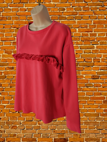 WOMENS NEXT SIZE UK 12 CORAL CREW NECK FRILL SWEATSHIRT JUMPER SWEATER PULLOVER - 第 3/5 張圖片