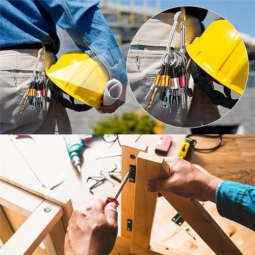 6-teiliges Schnellspanner Sechskantschaft Schlüsselanhänger Schraubendreher Bohrer Bits Set mit Halter* - Bild 12 von 12