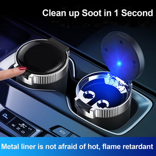 Car Ashtray LED Light Smokeless Ash Tray Cigarette Cylinder Holder Cup- Purple - Picture 6 of 8