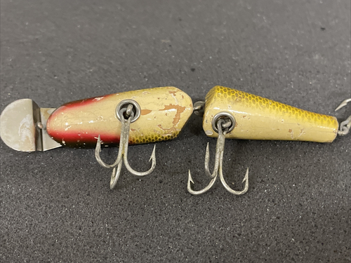 Lote de señuelos vintage articulados Chub Pikie 2 tamaños ojos de vidrio - Imagen 17 de 24