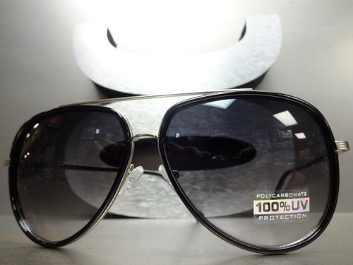 Mens or Women CLASSIC RETRO VINTAGE Style SUNGLASSES SHADES Black & Silver Frame - Picture 3 of 11