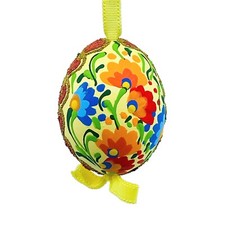 Easter Ornament: Peter Priess Easter Egg Ornament; Real Egg, Dutch Floral Motif