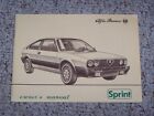 1983 Alfa Romeo Sprint Owners Operator User Manual Book