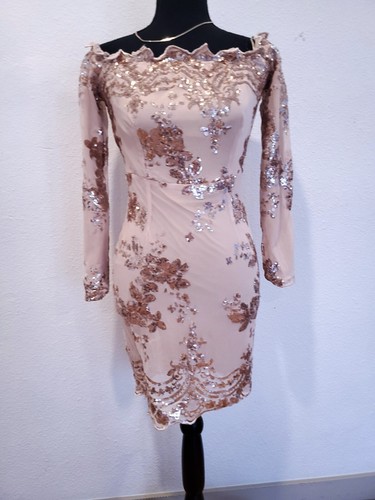 NWT HOT MIAMI STYLES HMS Bodycon Long sleeves Dress Size S rose Gold - Picture 9 of 9