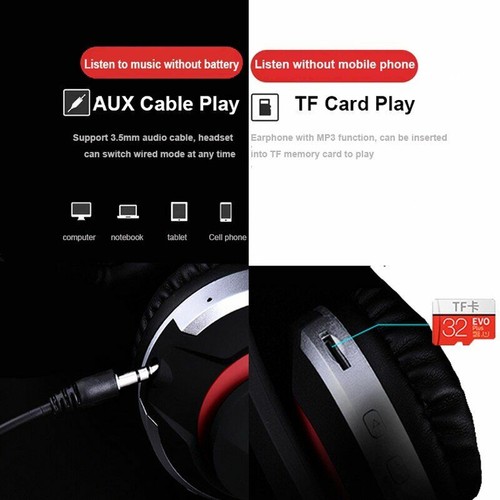 Wireless Headphones For Smartphone Pc Computer Bluetooth Headset Gamer Earphones - Picture 2 of 16