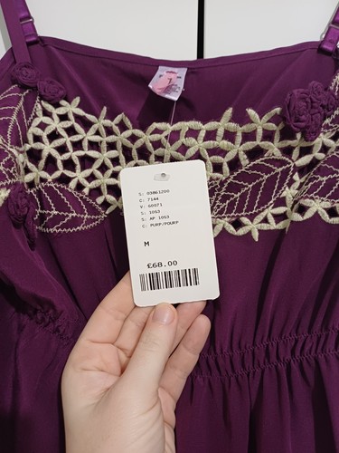 Anthropologie Dress Size Medium Brand New Purple Babydoll Lace 100% Silk RRP £68 - Picture 10 of 11