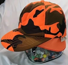 Vintage Duck Bay Hunting Cap Foam Camo Ear Flaps Blaze Orange Green Black