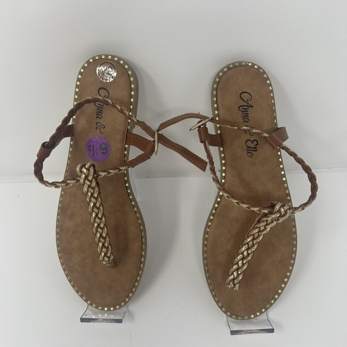 Anna & Elle Boho Womens Open Toe Flat Sandal Size 6.5 Buckle Close up - Picture 17 of 24