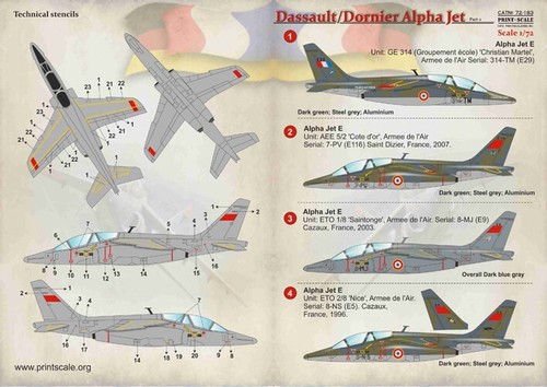 Print Scale 72-183 Decal for airplane 1:72 Dassault/Dornier Alpha Jet Part 2 - Bild 20 von 24