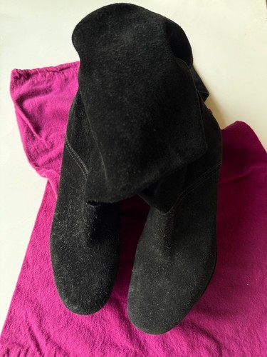 DVF Diane von Furstenberg Keilabsatz Stiefel schwarz Leder Größe 7,5 M - Bild 12 von 23