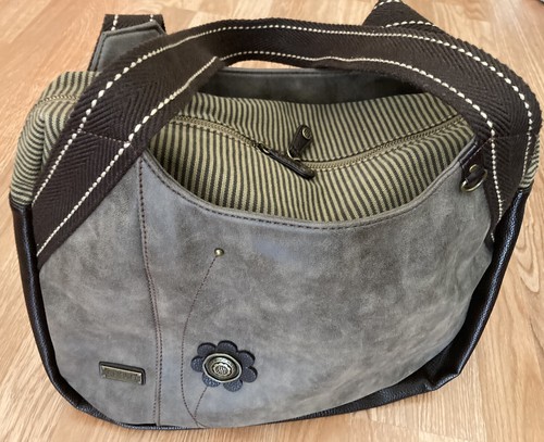 Chala Tote Large Purse Handbag Flower Nice NWOT Stone Gray Brown Pockets - Picture 6 of 12