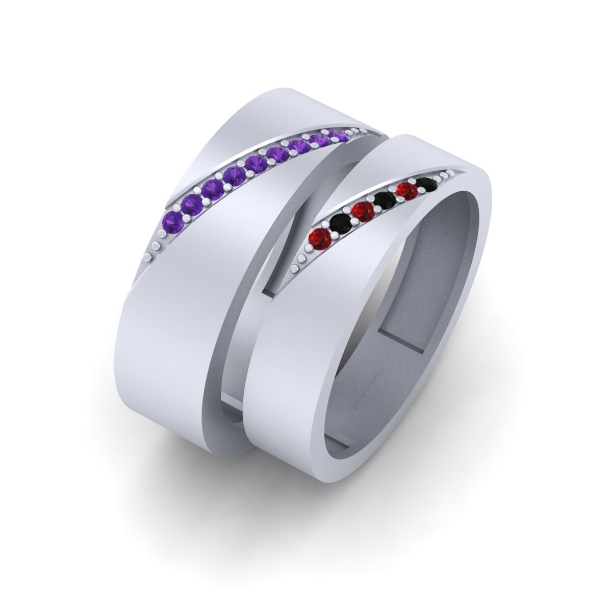 925 Plata de Ley Alianza Set para Él y Ella que Combina Promise Anillos Parejas