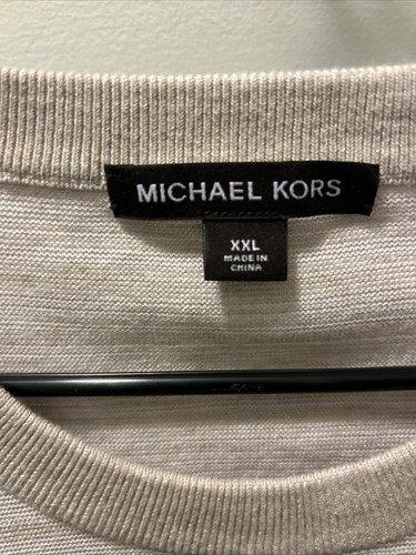 Michael Kors Mens Sz XXL Crewneck Textured Sweater Tan Stretch Material Comfy - Picture 2 of 3
