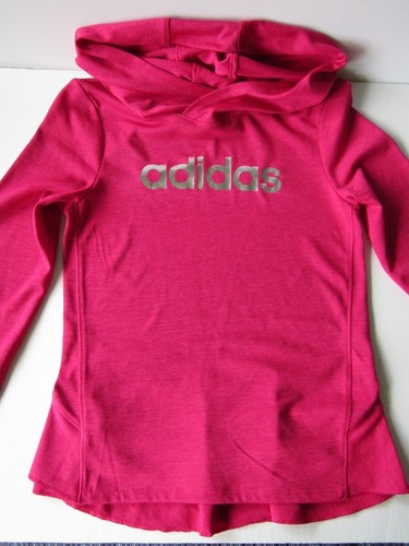 adidas Girls size 6X Hoodie Silver adidas Layered Ruffle Pick Black Heather/Pink - Picture 3 of 28