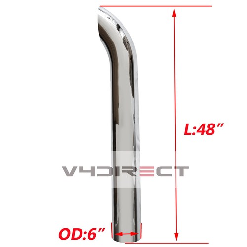 3"/4"/5"/6"OD 24"36" 48" 60"Long Chrome Curved Pipe Exhaust Truck Stack Tailpipe - Picture 12 of 13
