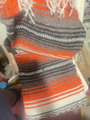 USED for Yoga COLORS VARY Hand Woven Mexican Indian Blanket 54"x76"(BR) - Picture 8 of 23