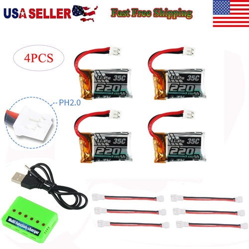 3.7V LiPo Battery 220mAh 1S 35C with 6 in 1 Charger and Cable for E010 JJRC H36 - Picture 2 of 14
