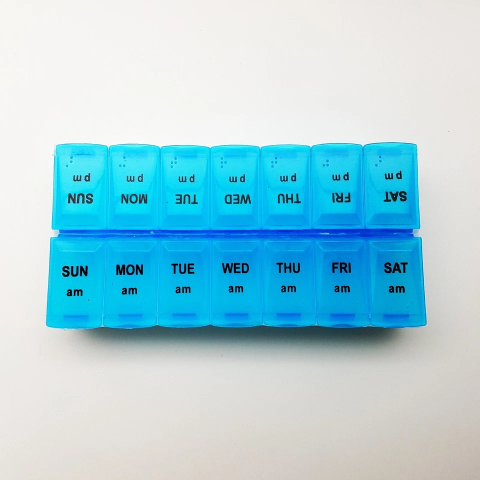 7-Day AM PM Pill Box Vitamin Organizer, Pill Splitter, Holder Keychain Bundle - Image 2 of 4