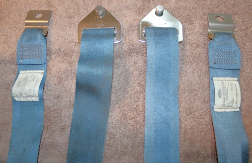1970 1971 1972 1973 Mustang Mach 1 Cougar ORIG BLUE SHOULDER HARNESS SEAT BELTS - Foto 5 di 8