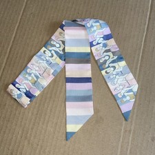 HERMES TWILLY Silk SCARF Pink Blue Grey Les Baigneuses 2  x33.5