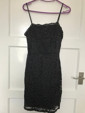Miss Selfridge Petites Black Lace Effect Sleeveless Strappy Dress UK 8 Party