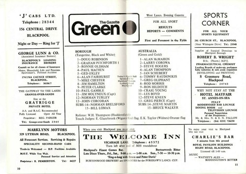 1978 Australia v Blackpool tour programme - Picture 2 of 2