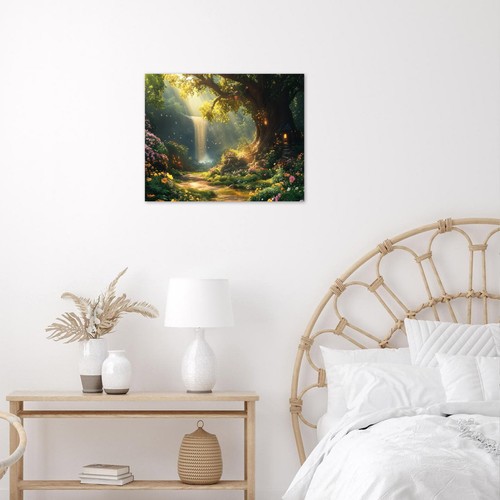 Yellow Floral Green Enchanted Forest Abstract Wall Art for Bathroom Living Room - Picture 5 of 15
