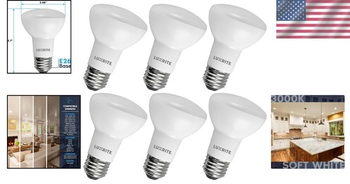 460 Lumens Dimmable R20 LED Bulbs - 6-Pack, Energy-Efficient Soft White Lighting - Picture 2 of 8