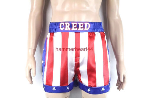 CREED Rocky Mens Apollo Johnson Movie Boxing American Flag Shorts Trunks boxers - Picture 5 of 7