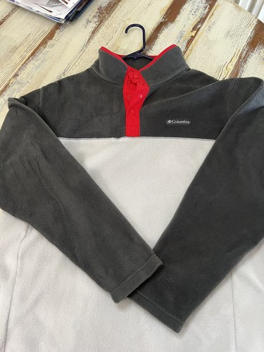 Columbia Benton Springs 1/2 snap Pullover Gray Red Fleece XL - Picture 1 of 4
