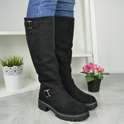 Botas de pantorrilla ancha Zapatos Damas Informales Inteligentes Trabajo Cómodas Forradas Agarre cálido Mujer Talla - Imagen 2 de 25