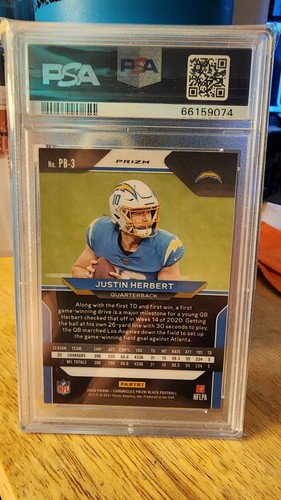 2020 Panini Chronicles Justin Herbert Prizm Black Silver RC PSA 9 Mint! Chargers - Picture 2 of 2