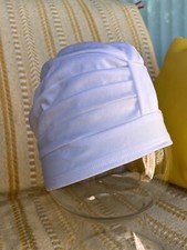 Fashy Turban White Fabric Swim Cap with Rubber Inner Hat - Adjustable