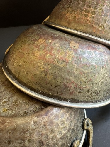 Indian Copper Kadai Wok Curry Dishes Bowls Stainless Steel Brass Handles Set 5 - Picture 6 of 24