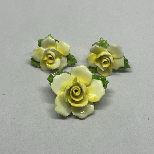 Royal Adderley Floral Yellow Flower Brooch Clip On Earring Set Made In England - 第 9/23 張圖片
