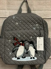 VERA BRADLEY Small Penguin Pair Backpack Gray Quilt Recycled Cotton 36791-15739