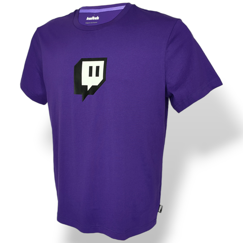 T shirt Twitch uomo cotone glitch core logo viola girocollo maglietta gaming nuova - Foto 2 di 10