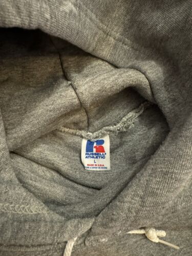 Vintage 1980s Russell RARE Double Face Layer Tri-Blend Gray Hoodie Men's Size L - Picture 2 of 23