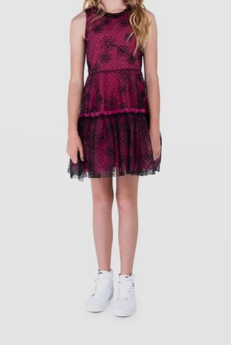 $164 Zoe Ltd. Kid's Girl's Pink Emily Embellished Floral Ruffle Trim Dress SZ 14 - Picture 1 of 4