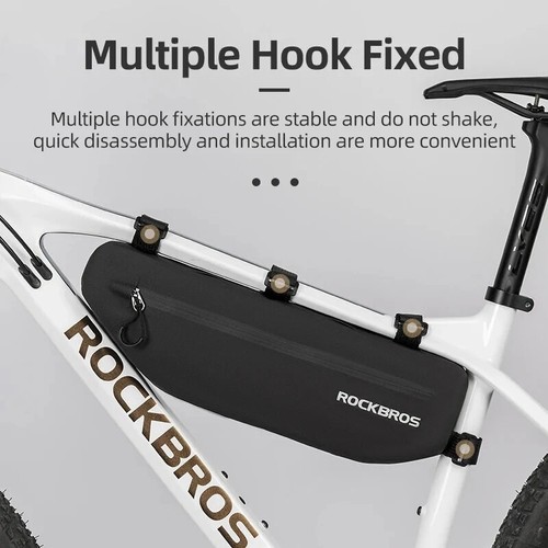 Waterproof 3L Bike Frame Bag for Mountain Bikes, 2 Pockets, Black - Picture 3 of 24