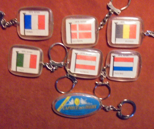Porte-clés lot x 7- 6 Drapeaux Flags Pays Europe Fromage Caprice des Dieux - Picture 2 of 3