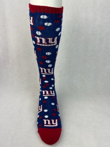 New York Giants Ladies Over the Calf Polka Dot Socks Blue Medium - Picture 2 of 2
