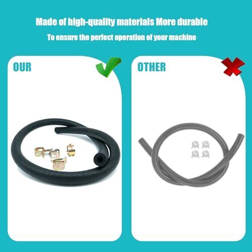 1/4" x 25" Fuel Line Hose with 4 Clamps Lawn Mower Compatible with 5414K - Picture 5 of 7