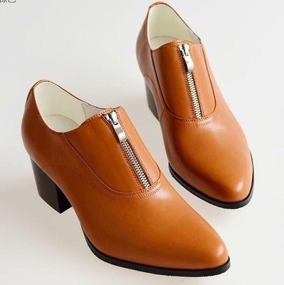 New Mens British Front Zipper Leather MId Cuban Heel New Dress Formal Shoes Size