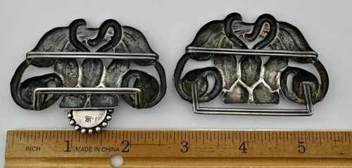 Bernhard Hertz Denmark Sterling Silver Belt Buckle Butterscotch Amber 33.3g - Picture 6 of 8