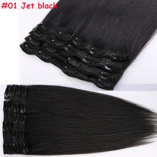7PCS Real Clip in Remy Human Hair Extensions 70g-120g Straight Full Head US B321 - Picture 12 of 27