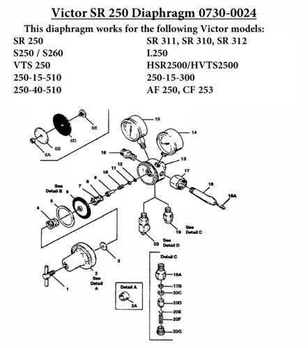 Victor SR 200 series diaphragm (for CF253, AF250, HSR 2500, HVTS 2500 0730-0024) - Picture 1 of 2