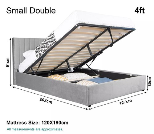 Ottoman Storage Gas Lift Up Single Small Double 4FT6 King Size Fabric Bed Frame - Picture 8 of 29